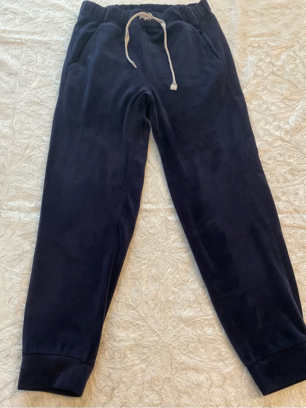 Super Cozy Tea Collection Navy Drawstring Velour Joggers for Kids Sz 10